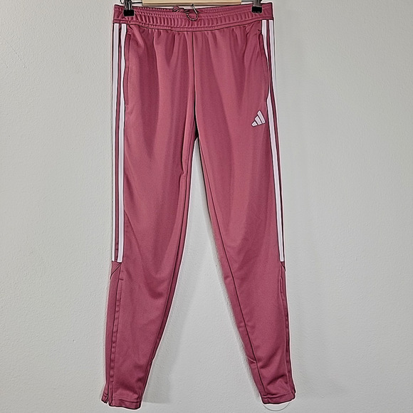Adidas Women’s Pink Jogger Pants Size Small 3-Stripes Tiro Style Zip Leg - Picture 1 of 9